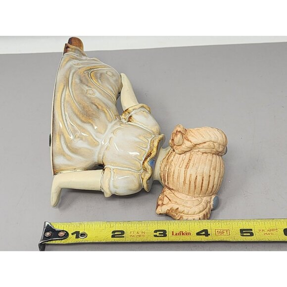 Vintage Handcrafted Ceramic Girl Figurine Dress Pigtails Blue Bow & Brown Shoes‎ - Picture 11 of 11